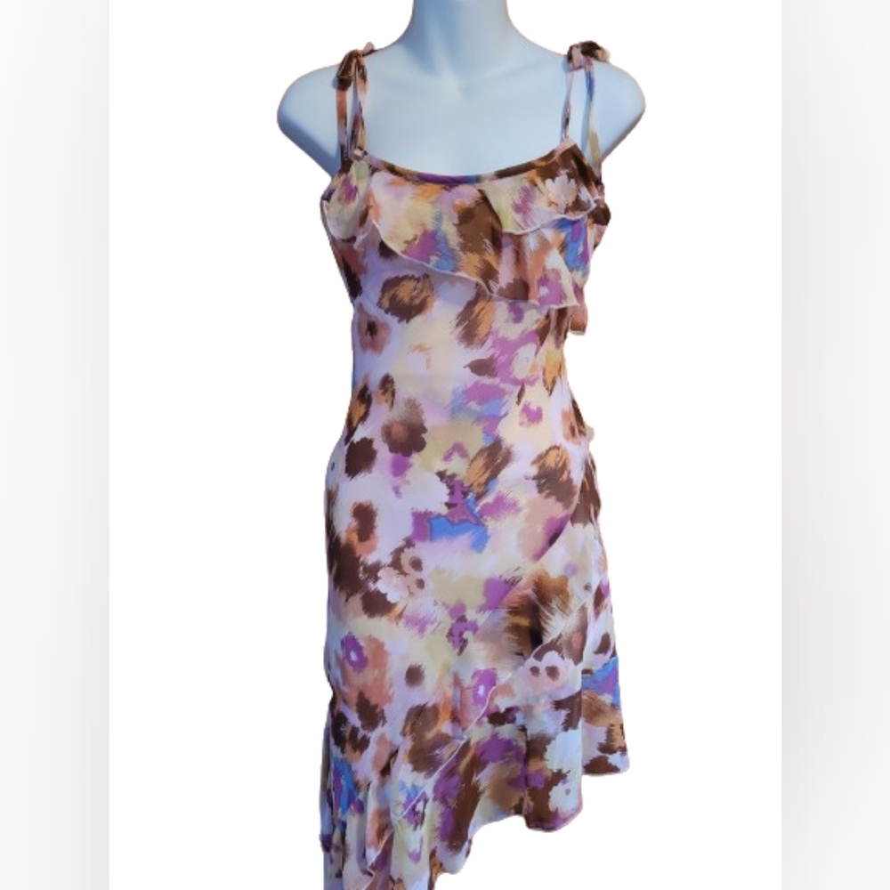 Rue21 Dress Asymmetrical Pink Watercolor Design Strap Dress Women's NWT